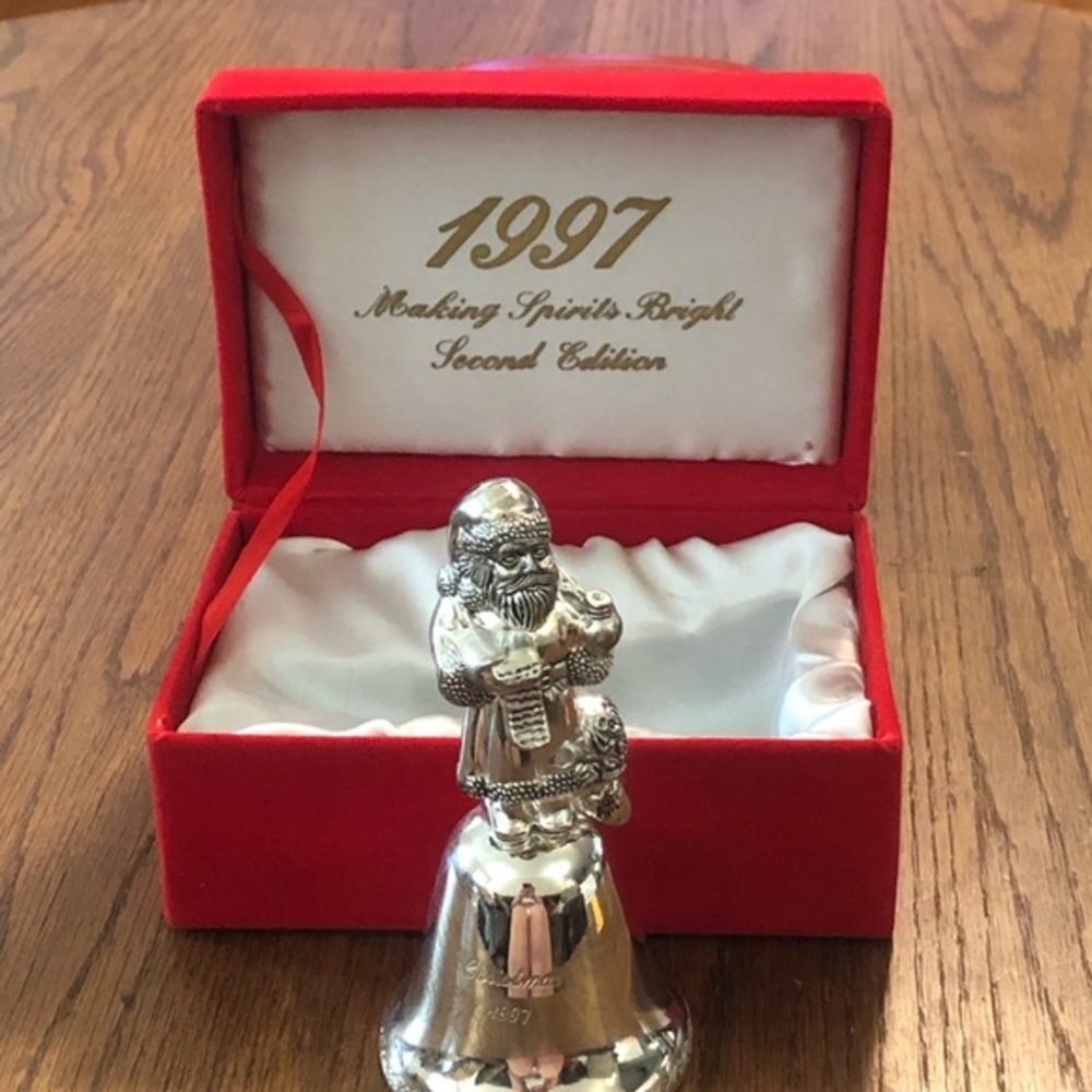 1997 Making Spirits Bright - Silverplated Santa Bell 2nd Edition Madison Avenue